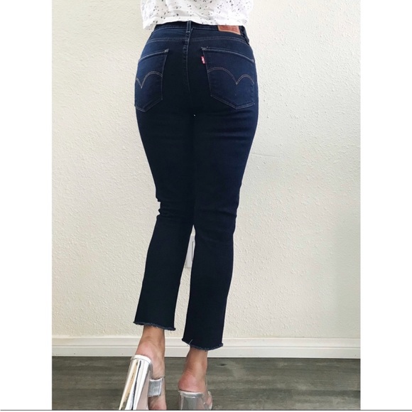 LEVIS | 721 Indigo Blue Mid Rise Skinny Cropped Jeans - Picture 2 of 4